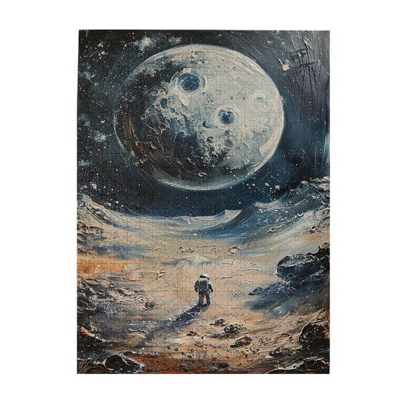 500 PCS Lonely Moon Astronaut 500 Piece Puzzle For Adults,Brain Challenge,Imaginative Wooden Puzzles,Feel The Loneliness Of The Universe,Impossible Hard Difficult Challenging Puzzles For Adults