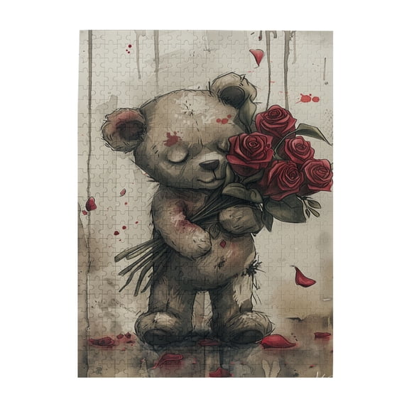 500 PCS Love Of The Muppet Bear - Muppet Bear And Rose 500 Piece Puzzle For Adults,Enjoy The Puzzle Solving Process,Wonderful Imagination,Funny Muppet Bear Wooden Puzzle As Home Wall Decor