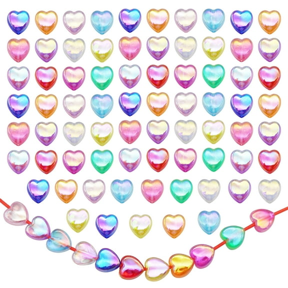 500 PCS Mixed Lots Acrylic Heart Shape Loose Beads, 9mm Plastic Spacer Beads for DIY Making Crafts