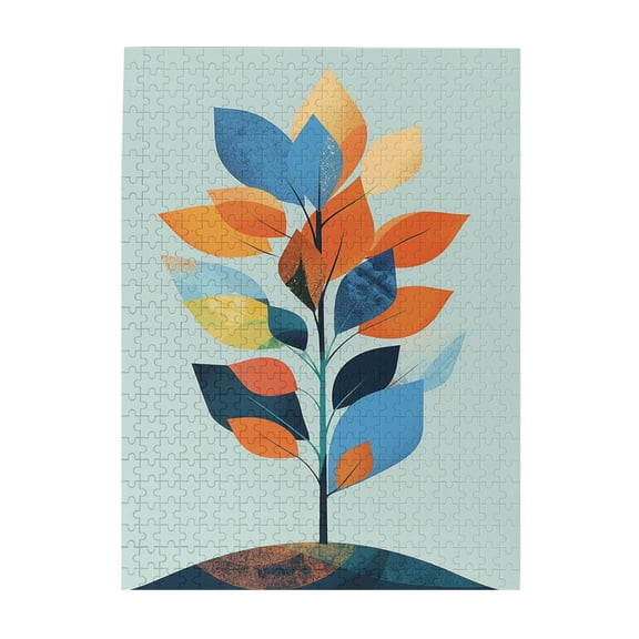 500 PCS Modern Art Colored Leaves Wooden Puzzles 500 Piece,Unique And Beautiful Design,Wonderful Imagination,Beautiful Leaves Stress Relieving Puzzle Game,For Friends And Family,Stunning Artwork