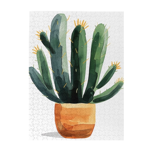 500 PCS Modern Art Potted Cactus 500 Piece Vibrant Jigsaw Puzzle,Relax Yourself,Enjoy The Puzzle Solving Process,Decompression Plant Cactus Puzzle As Home Decoration,Enchanting Wooden Puzzle Game