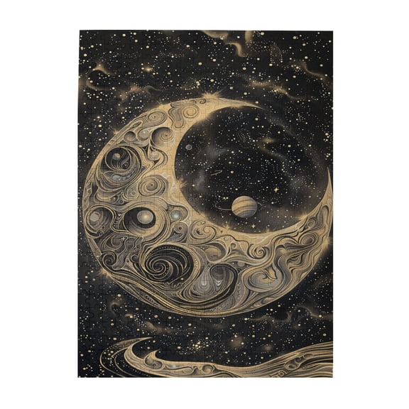 500 PCS Modern Art Universe Moon Jigsaw Puzzles 500 Pieces,Unique And Beautiful Design,Relax And Enjoy The Fun Of Solving Puzzles,Funny Moon Wooden Puzzles For Home Decor,Stress Relieving Pleasure