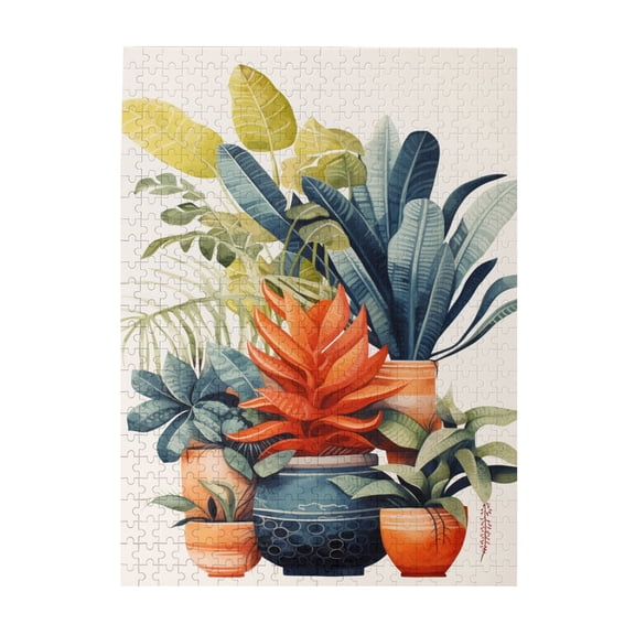 500 PCS Modern Style Potted Plants 500 Piece Puzzle For Adults,Brain Challenge,Stress Relieving Pleasure,Charm Potted Plant Wooden Jigsaw Puzzles,Great For Relaxation And Display For Flower Lovers