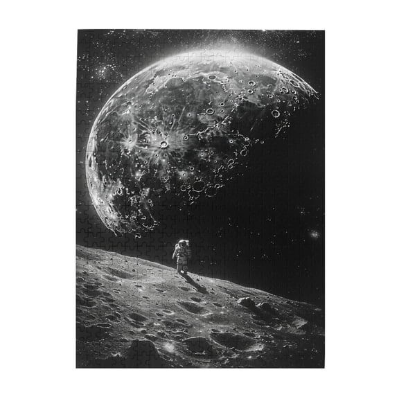 500 PCS Moon And Astronauts 500 Piece Puzzle For Adults,Challenging Brain Exercise,Unique And Beautiful Design,Modern Style Astronauts Showcase The Charm Of Outer Space,Funny Wooden Puzzle Game
