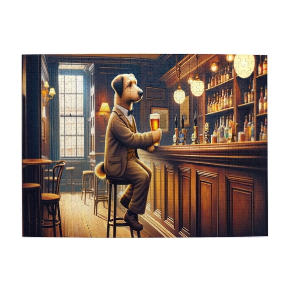 500 PCS Mr.Dog'S Beer Time - 500 Piece Animal Jigsaw Puzzles,Challenging Brain Exercise,Relax And Enjoy The Fun Of Solving Puzzles,Modern Art Animal Puzzle,Adult Wooden Puzzle