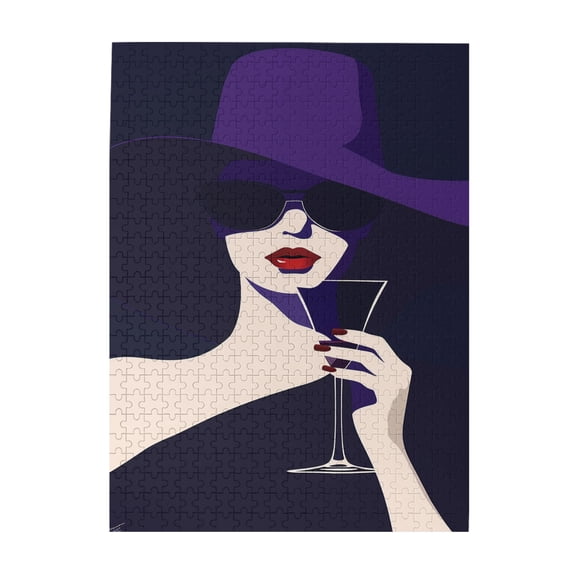 500 PCS Mysterious Drinking Woman Puzzles For Adults 500 Pieces,Unique Artwork For Adults,Stress Relieving Pleasure,Puzzles Suitable For Entertaining With Family During Holidays,Fun Wooden Puzzle