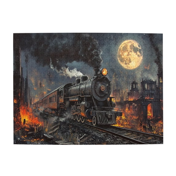 500 PCS Mysterious Steam Train Whimsical 500 Piece Wooden Puzzles,Brain Challenge,Creative Activity Hobbies For Adults,Vintage Style Steam Train Stress Relieving Puzzle 500 Piece,Relax Yourself