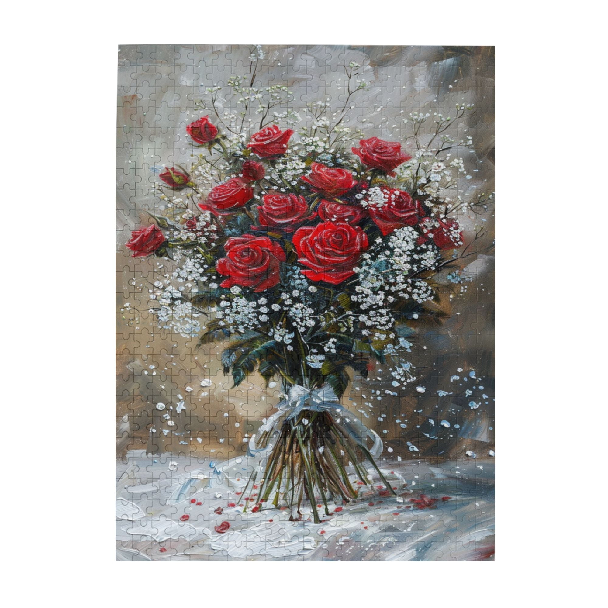 500 PCS Oil Painting Red Rose 1000 Piece Vibrant Jigsaw,Enjoy The
