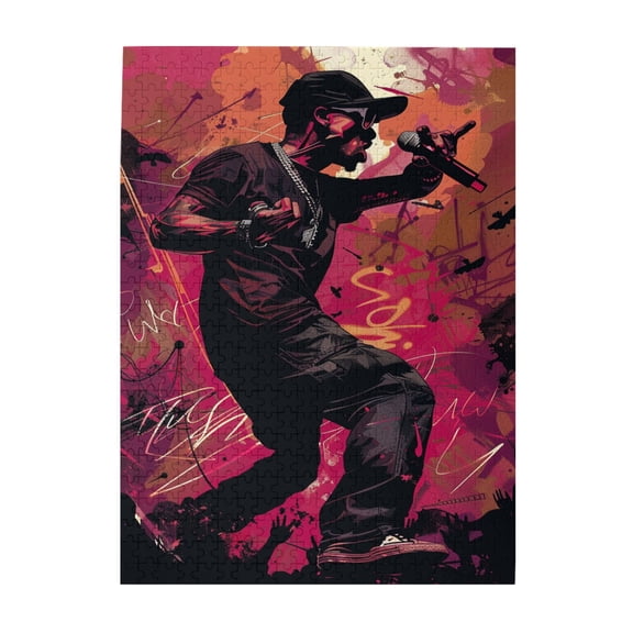 500 PCS 500 Piece Jigsaw Puzzles Passionate Rapper,Ideal For Relaxation And Family Fun,Great For Relaxation And Display For Puzzle Enthusiast,Classic Rapper Wooden Puzzle For Adult