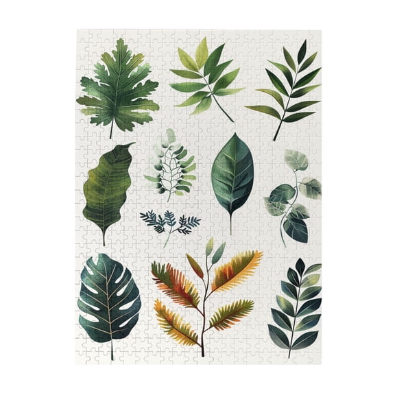 500 PCS 500 Piece Vibrant Jigsaw Illustration Of Plant Leaves,Brain Challenge,Stress Relieving Pleasure,Modern Art Plant Illustration Wooden Puzzle Game As Home Decor,Gifts For Friends And Family