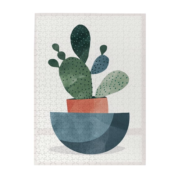 500 PCS 500 Piece Wooden Jigsaw Puzzles Cactus Potted Plant,Stress Relieving Pleasure,Creative Activity Hobbies For Adults,Funny Cactus,Puzzles Suitable For Entertaining With Family During Holidays