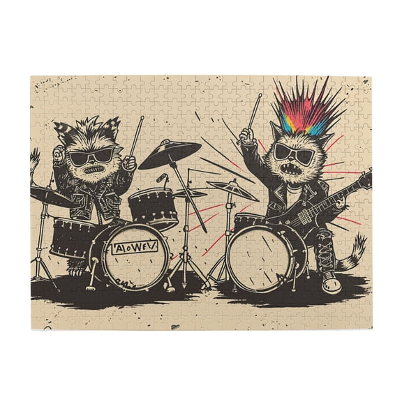 500 PCS 500 Piece Wooden Puzzles Animal rock musician,High difficulty puzzle,Exquisite Animal rock musician Modern Style Funny Adults Puzzle,Impossible Hard Difficult Challenging Puzzles for Adults