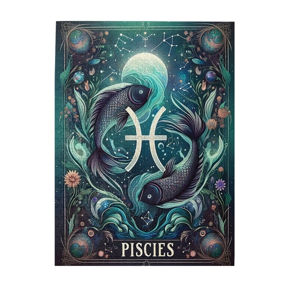 500 PCS Pisces of the Zodiac Signs 500 Piece Charm jigsaw puzzles,Wonderful imagination,Impossible Hard Difficult Challenging Puzzles for Adults,Adults Wooden Puzzle,Home Wall decor