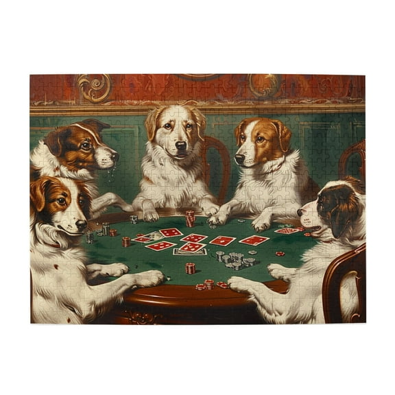 500 PCS Poker playing dogs Wooden Puzzle 500 Piece,Stunning Artwork of Adults,Funny Poker playing dogs Wood High difficulty puzzle,for Puzzle & Dog Lovers Gifts,Creative Activity Hobbies for Adults