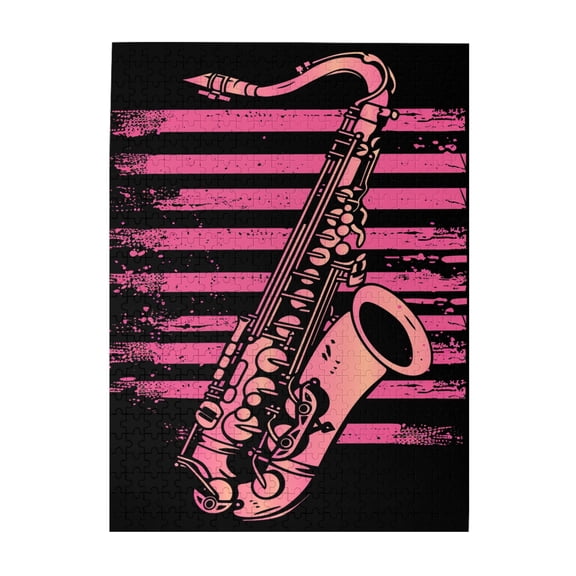 500 PCS Red Saxophone Puzzles For Adults 500 Pieces,Funny Artwork For Adults,Challenging Brain Exercise,Classic Musical Instrument Wooden Puzzle As Home Decor,Creative Activity Hobbies For Adults