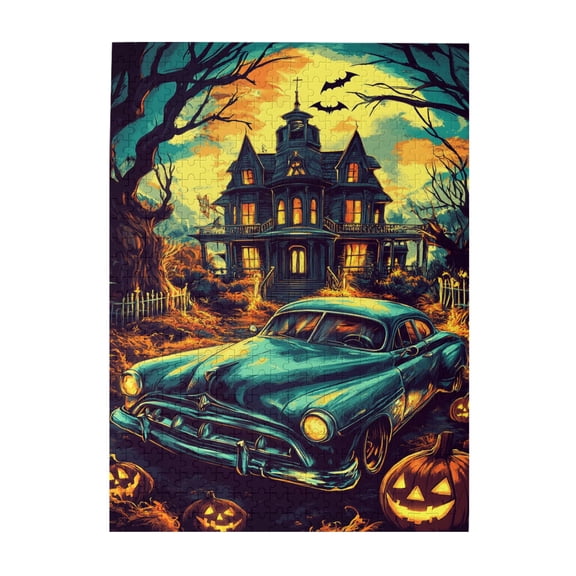 500 PCS Retro Cars And Castles Puzzles For Adults 500 Pieces,Brain Challenge,Stress Relieving Pleasure,Vintage Style Holiday Decor Gifts,Wonderful Imagination,Creative Activity Hobbies For Adults