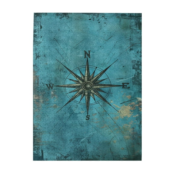 500 PCS Retro Compass Signs puzzles for adults 500 pieces,Funny Artwork for Adults,Featuring unique and retro illustrations to depict the compass logo,Classic Wooden Puzzle for Home decor
