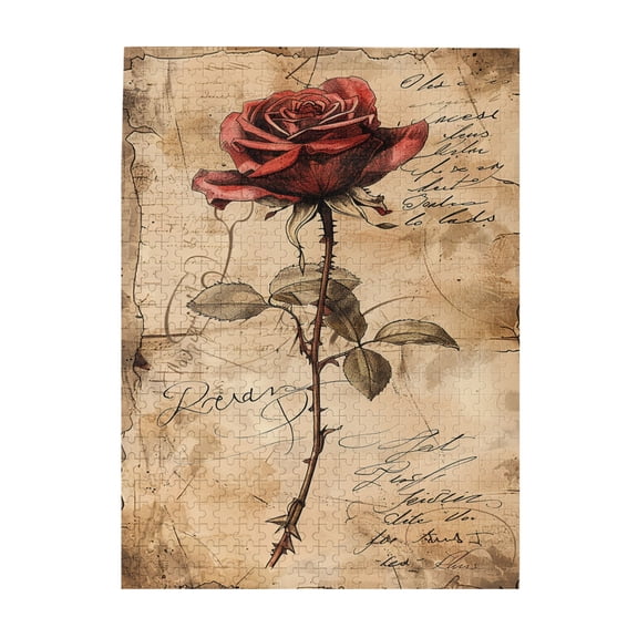 500 PCS Retro Manuscripts And Roses Puzzles For Adults 500 Pieces,Brain Challenge,Creative Activity Hobbies For Adults,Enjoy The Puzzle Solving Process,Classic Rose Art Wooden Puzzle,Relax Yourself