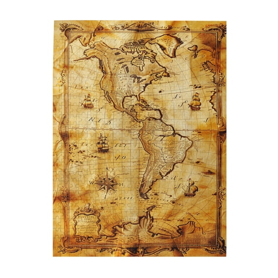 500 PCS Retro Medieval Map Wooden Jigsaw Puzzles 500 Pieces,Brain Challenge,Puzzles Suitable For Entertaining With Family During Holidays,Creative Activity Hobbies For Adults