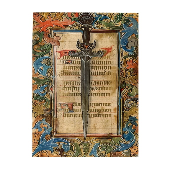 500 PCS Retro Medieval Sword 500 Piece Wooden Puzzle For Adults,Enjoy The Puzzle Solving Process,Creative Activity Hobbies For Adults,Take You Back To That Retro Era,Unique Artwork For Adults
