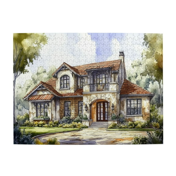 500 PCS Retro Memories - Old Villas 500 Piece Funny Jigsaw Puzzles,Featuring Vintage And Classic Illustrations,Depict A Vintage Villa,Classic Adults Wooden Puzzle,Gift For Puzzle Lovers