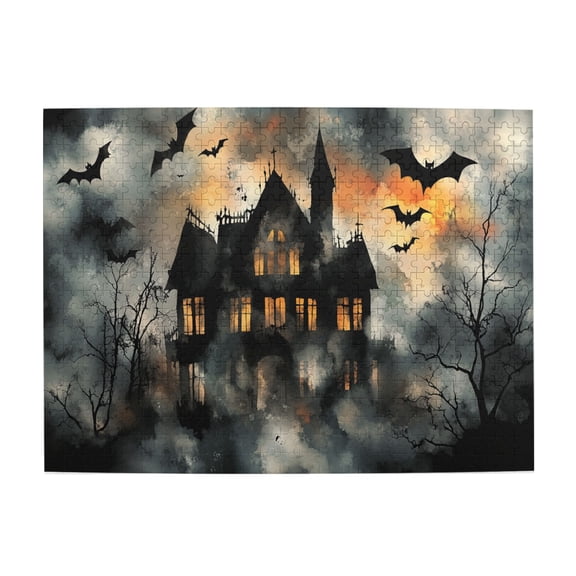 500 PCS Retro Mysterious Castle Wooden Jigsaw Puzzle 500 Pieces,Unique And Beautiful Design,Create A Festive Atmosphere,Challenging Brain Exercise,Great For Relaxation And Display For Puzzle Lovers