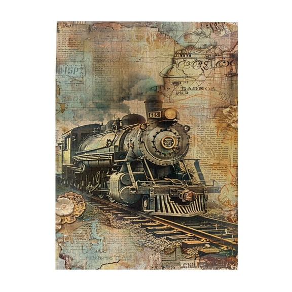 500 PCS Retro Steam Train 500 Piece Wooden Puzzle,Brain Challenge,Enjoy The Puzzle Solving Process,Take You Back To That Retro Era,Puzzles Suitable For Entertaining With Family During Holidays