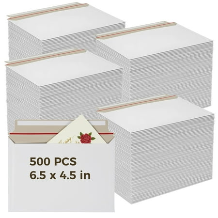 500 PCS Rigid Photo Mailers, 6.5 x 4.5 in Self-Adhesive White Cardboard Shipping Envelopes for Photos, Documents, Cards, Invitations, Bulk Mailing Supplies for Business