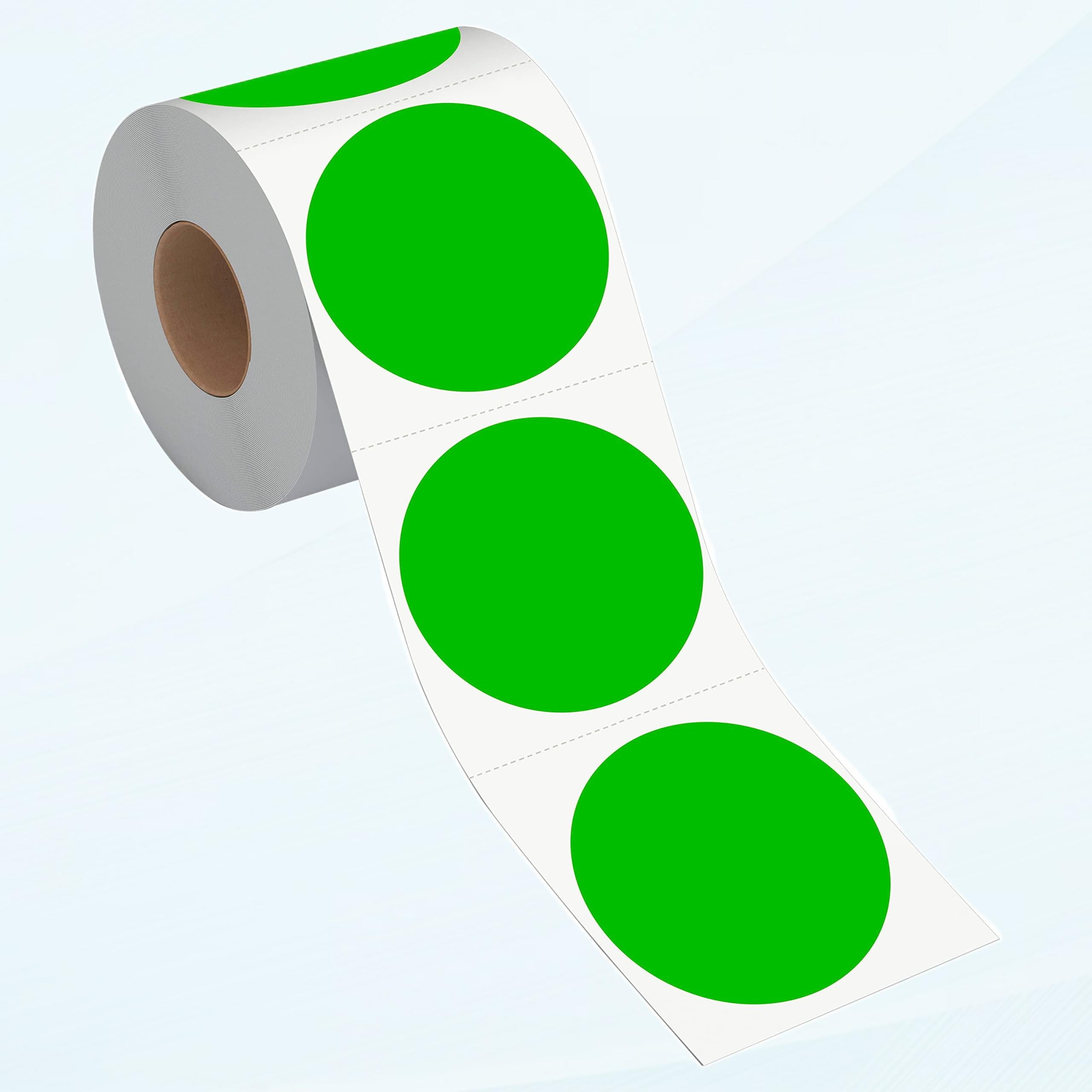500 PCS Round Green Color Coded Circular Dots Stock Sticker Labels with Perforated Lines in Roll (3" Diameter)
