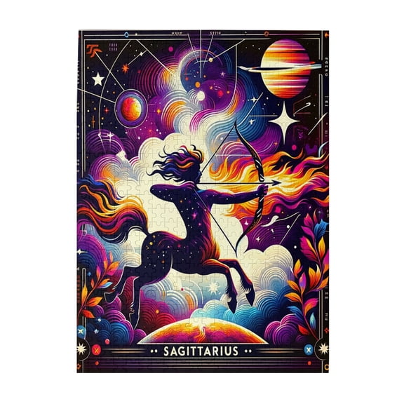 500 PCS Sagittarius Zodiac Signs jigsaw puzzles 500 pieces,Enjoy the puzzle solving process,Ideal for Relaxation and Family Fun,Enchanting Constellations Wooden Puzzle,Wonderful imagination