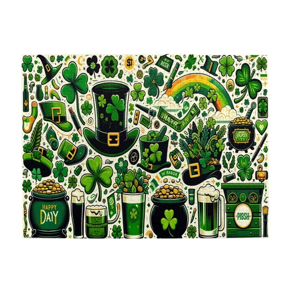 500 PCS Saint Patrick'S Day 500 Pcs Jigsaw Puzzles,Stunningly Vibrant Colors,Classic Adults Wooden Jigsaw Puzzles,Family Leisure And Entertainment,Ideal For Game Nights