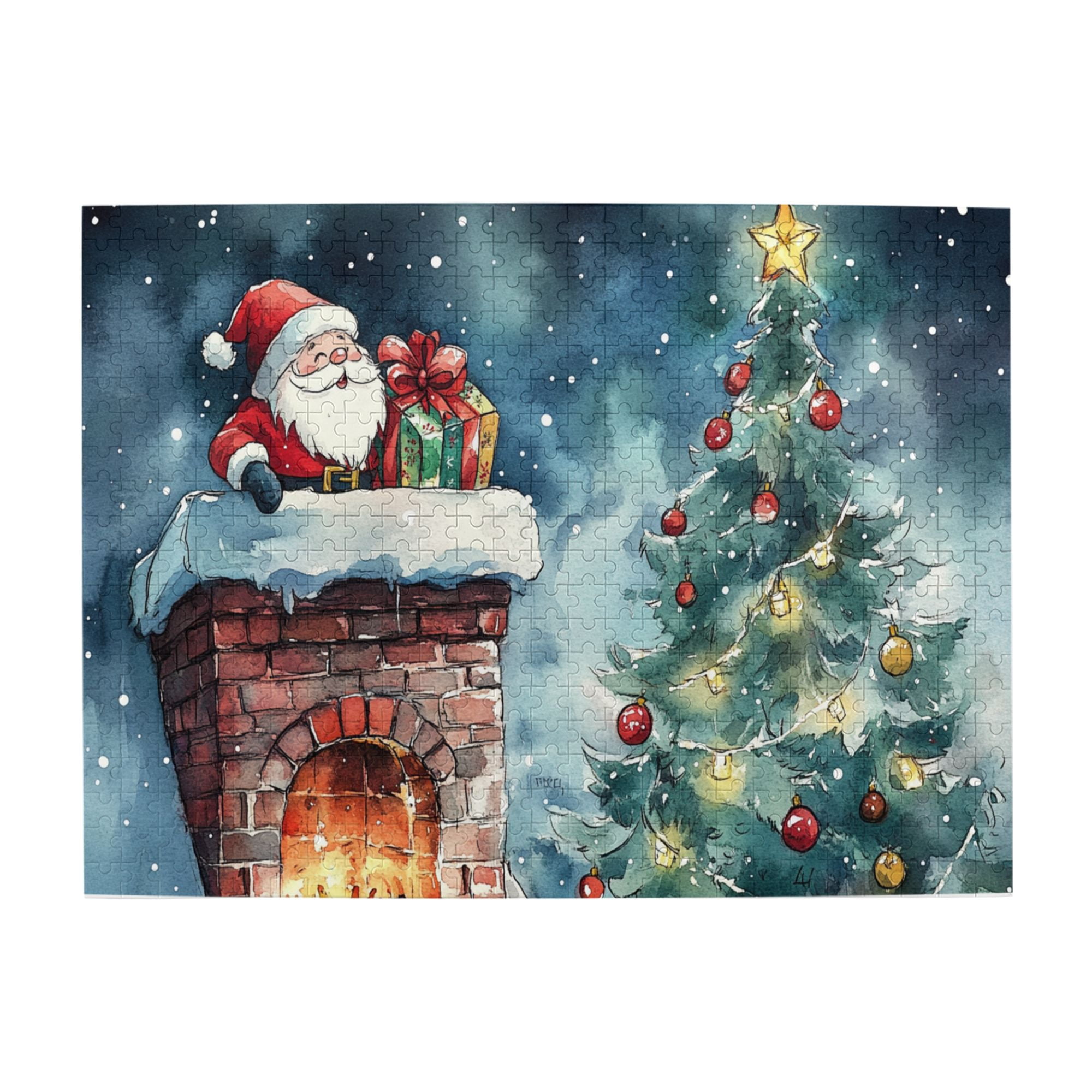 500 PCS Santa Claus On The Chimney Funny Puzzles 500 Piece,Relax