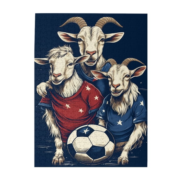 500 PCS Sheep Football Player 500 Piece Animal Jigsaw Puzzles,Enjoy The Puzzle Solving Process,Whimsical Wooden Jigsaw Pieces,Gift For Sheep & Football Lovers,Unique And Beautiful Design