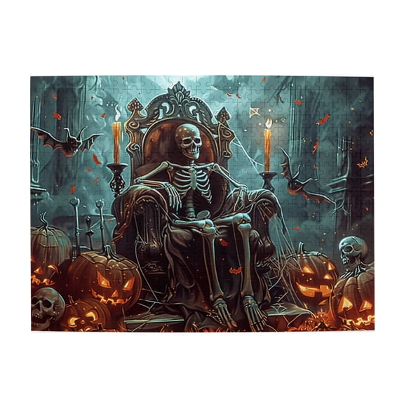 500 PCS Skull Man and Pumpkin Head jigsaw Wooden puzzles 500 pieces,Vibrant and Stunning Design,Vintage Skull Man and Pumpkin Head Adults Puzzle,Challenging Brain Exercise,Gifts for Puzzle Lovers