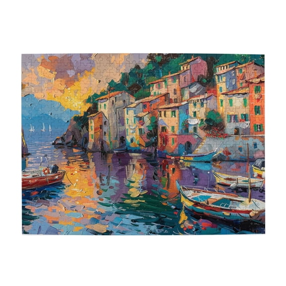500 PCS Small fishing boat 500 piece puzzle for adults,Creative Activity Hobbies for Adults,Fun Puzzles,Vintage Small fishing boat Adults Wooden Puzzle,Funny Gift for Puzzle & landscape Enthusiast