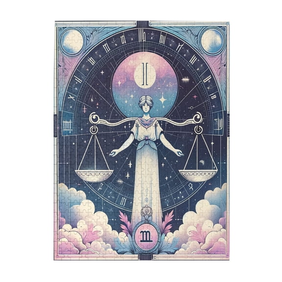 500 PCS Starry Balance Libra Zodiac Sign jigsaw puzzles 500 pieces,Adult Wooden Puzzle,Great for Relaxation and Display for Puzzle Enthusiast,Stunningly Vibrant Colors,Vibrant Design