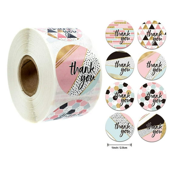 500 PCS Stickers Roll, Thank You Message Waterproof Cute Aesthetic Labels Stickers, DIY Creative Decal Skin, Small Business Orders Retailers Online Shop Wrapping Packaging Box Bag (Gold Pastel Mix)