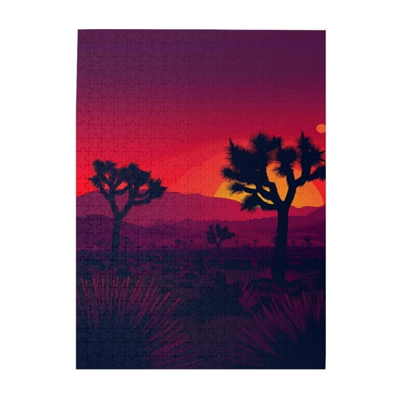 500 PCS Sunset Desert puzzles for adults 500 pieces,Brain Challenge,Stress relieving pleasure,Modern Art Sunset Wooden Puzzle Game,Puzzles suitable for entertaining with family during holidays