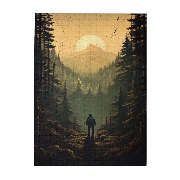 500 PCS Sunset Forests and Explorer 500 PCS Jigsaw Puzzles for Adults,Stress relieving pleasure,Explore unknown territories,Classic Wooden Puzzle,Ideal for Relaxation and Family Fun