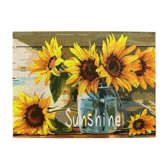 500 PCS Sunshine Slogan Sunflower vase 500 piece puzzle for adults,Challenging Brain Exercise,Exquisite Vibrant Colors,500 Piece Jigsaw Puzzle for Adults Challenging Puzzle Perfect for Game Nights