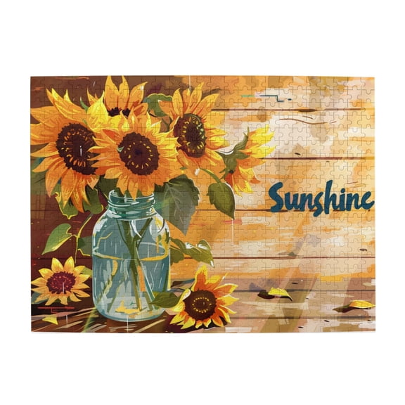 500 PCS Sunshine Slogan Sunflower vase puzzles for adults 500 pieces,High difficulty puzzle,Impossible Hard Difficult Challenging Puzzles for Adults,for Sunflower Lover Gift,Stress relieving puzzle