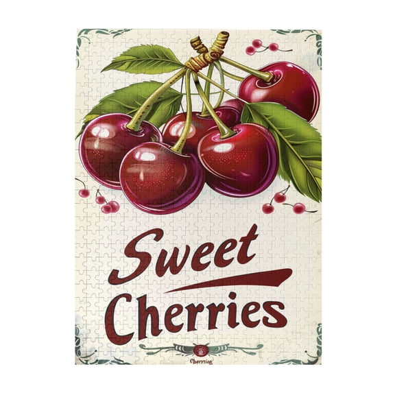 500 PCS Sweet Cherries Wooden Puzzles For Adults 500 Pieces,Enjoy The Puzzle Solving Process,Vibrant Colors,Fun Fruit Wood Puzzle Game,Puzzles Suitable For Entertaining With Family During Holidays