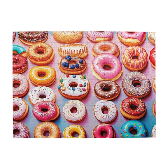 500 PCS Tempting Colorful donuts 500 piece Wooden puzzle,Creative Activity Hobbies for Adults,Charm Donuts Fun Puzzles,500 Piece Jigsaw Puzzle for Adults Challenging Puzzle Perfect for Game Nights