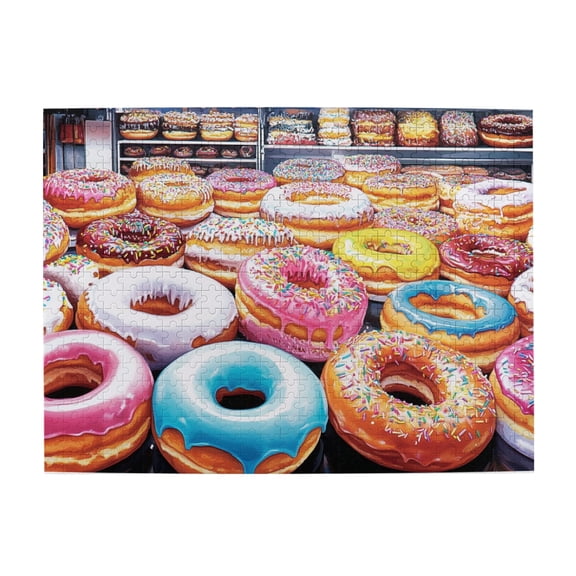 500 PCS Tempting donuts puzzles for adults 500 pieces,Creative Activity Hobbies for Adults,High difficulty puzzle challenge,Stunningly Vibrant Colors,Classic Donuts Puzzle,Gift for Donuts Lovers