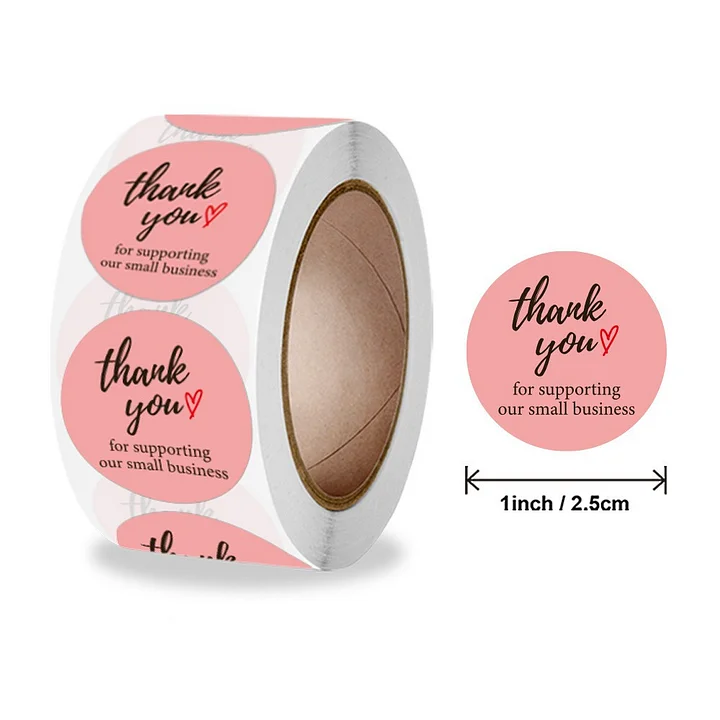 500 PCS Thank You Stickers Roll – 1 Inch Round Gold Foil Stickers with ...