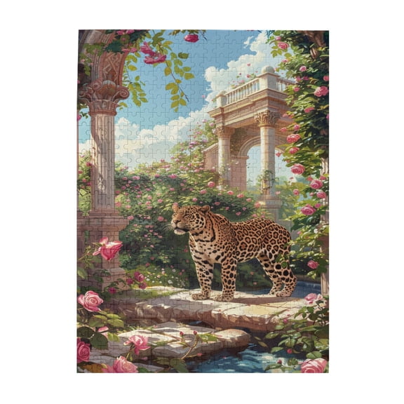 500 PCS Tiger in the Garden 500 piece puzzle for adults,Brain Challenge,Enjoy the puzzle solving process,Modern Art Animal Wooden jigsaw Game,Great for Relaxation and Display for Tiger Enthusiast