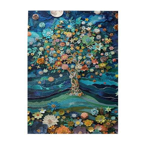 500 PCS Tree Of The Stars And Moon - 500 Piece Art Jigsaw Puzzles,Unique And Beautiful Design,Stunning Artwork,Great For Relaxation And Display For Puzzle Enthusiast,Adults Wooden Puzzle