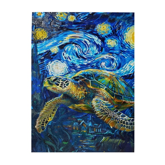 500 PCS Turtle's Starry Sky Travel puzzles for adults 500 pieces,Stunning Artwork,Vibrant Design,Family leisure,stress relief and entertainment,Charm Animal Wooden jigsaw puzzles