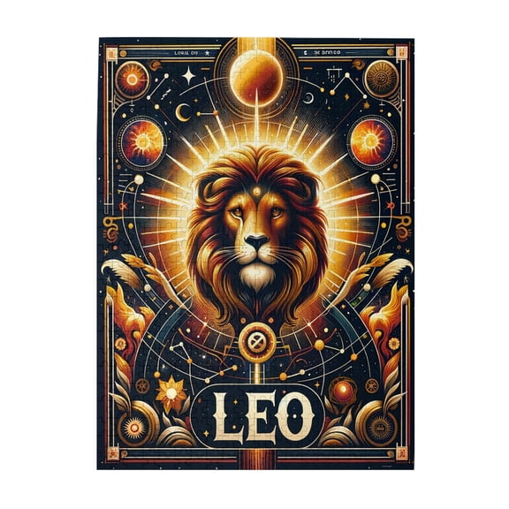 500 PCS Twelve Constellations Majestic Leo puzzles for adults 500 pieces,Feel the charms of the 12 astrological signs,Unique and Beautiful Design,Modern Art Wooden Puzzle,Vibrant Design