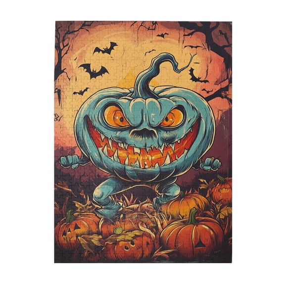 500 PCS Vibrant Crazy Pumpkin - 500 Piece Wooden Puzzles,Brain Challenge,Wonderful Imagination,Characterized By Bold And Terrifying Illustrations,Depicting A Peculiar Pumpkin,Stunning Artwork